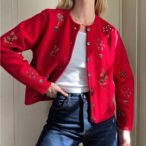 Vintage Christmas Tree 100% Wool Sweater